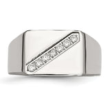 Stainless Steel Polished Men's CZ Ring 12 Size