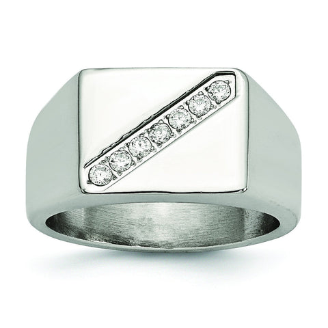Stainless Steel Polished Men's CZ Ring - shirin-diamonds