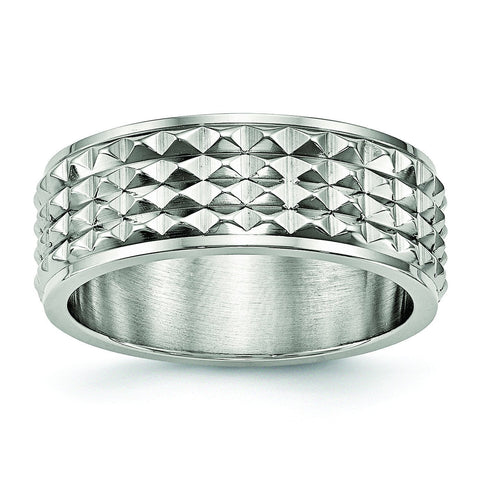 Stainless Steel Polished Studded Ring - shirin-diamonds
