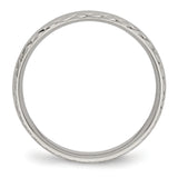 Stainless Steel Polished Grooved Criss Cross Design Ring 6.5 Size