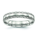Stainless Steel Polished Grooved Criss Cross Design Ring - shirin-diamonds