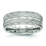 Stainless Steel Polished Grooved Ring - shirin-diamonds