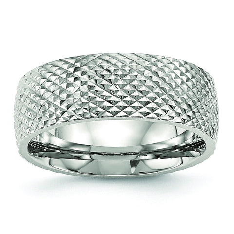 Stainless Steel Polished Textured Ring - shirin-diamonds