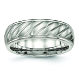 Stainless Steel Brushed and Polished Grooved Ring - shirin-diamonds
