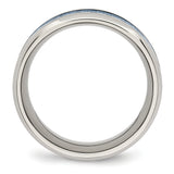 Stainless Steel Polished Blue Carbon Fiber Inlay Ring