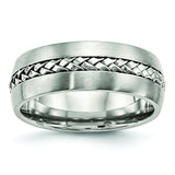 Stainless Steel Brushed and Polished Braided 8.00mm Band - shirin-diamonds
