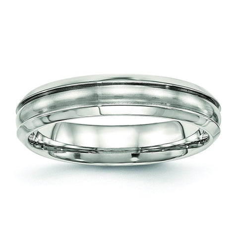 Stainless Steel Brushed and Polished Ridged 5.00mm Band - shirin-diamonds