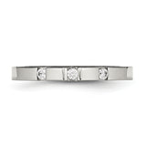 Stainless Steel Polished 3 Stone CZ 2.50mm Band