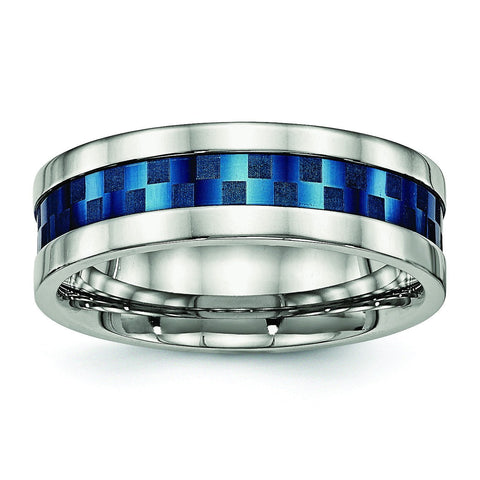 Stainless Steel Polished Blue IP-plated 7.00mm Band - shirin-diamonds