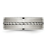 Stainless Steel Brushed and Polished Twisted 7.00mm Band