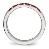Stainless Steel Polished Red CZ 4.00mm Band