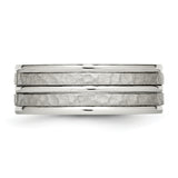 Stainless Steel Polished Hammered and Grooved 8.00mm Band