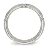 Stainless Steel Brushed Half Round/Grooved CZ Ring