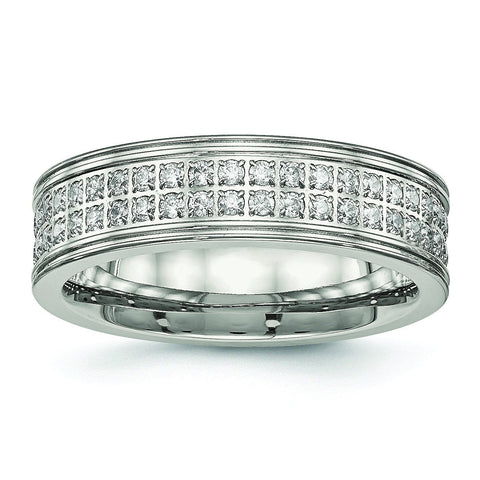 Stainless Steel Polished CZ Ring - shirin-diamonds