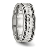 Stainless Steel Polished Hammered Comfort Back Ring