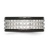 Stainless Steel Polished Black IP Texturted Ring