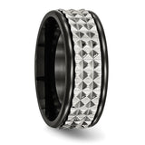 Stainless Steel Polished Black IP Textured Ring