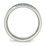Stainless Steel Polished with Blue Imitation Opal 8mm Men's Ring 13 Size