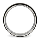 Stainless Steel Polished Black IP Ridged Edged Ring
