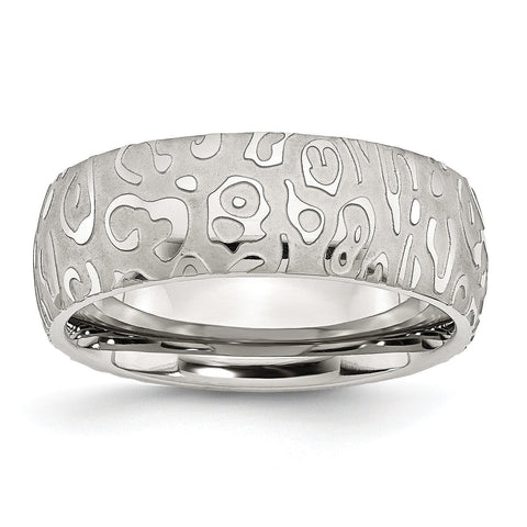 Stainless Steel Brushed & Polished Textured 8mm Band - shirin-diamonds