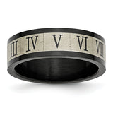 Stainless Steel Brushed Black IP-plated Roman Numerals Band - shirin-diamonds