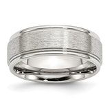 Stainless Steel Grooved Edge 8mm Brushed and Polished Band - shirin-diamonds