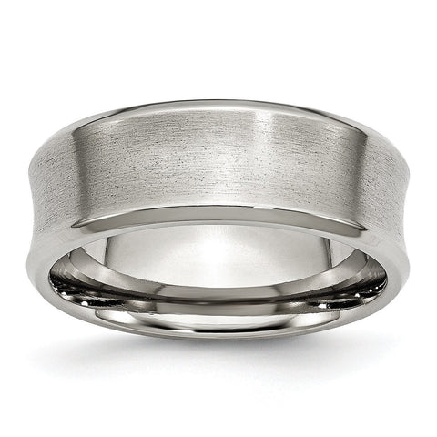 Stainless Steel Beveled Edge Concave 8mm Brushed Band - shirin-diamonds