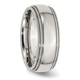 Stainless Steel Grooved and Beaded 8mm Polished Band