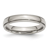 Stainless Steel Grooved and Beaded 4mm Polished Band - shirin-diamonds