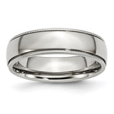 Stainless Steel Grooved and Beaded 6mm Polished Band - shirin-diamonds