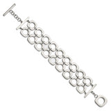 Stainless Steel Double Row Square Polished Toggle Bracelet 8in