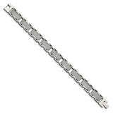 Stainless Steel Grey Carbon Fiber Inlay Polished Bracelet 8.5in