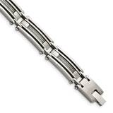 Stainless Steel Wire Brushed & Polished Bracelet 9in