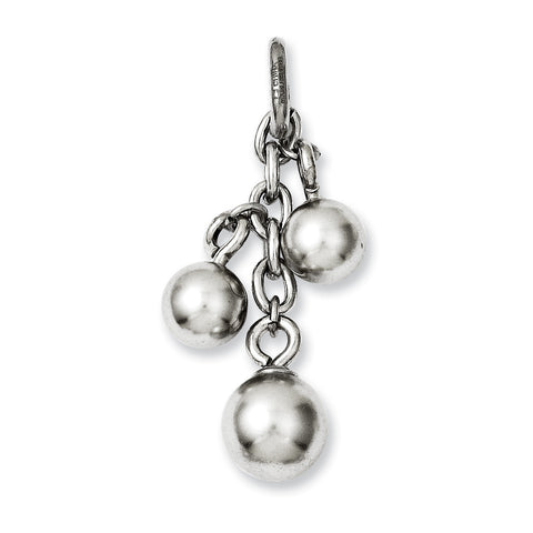 Stainless Steel Grey Simulated Pearl Interchangeable Charm Pendant SRCH207 - shirin-diamonds