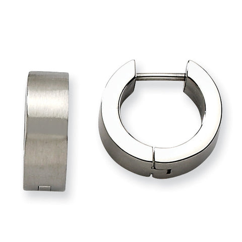 Stainless Steel Brushed Round Hinged Hoop Earrings SRE385 - shirin-diamonds