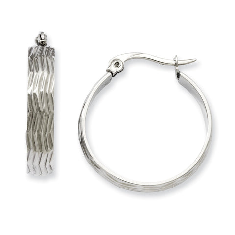 Stainless Steel Textured Hoop Earrings SRE512 - shirin-diamonds