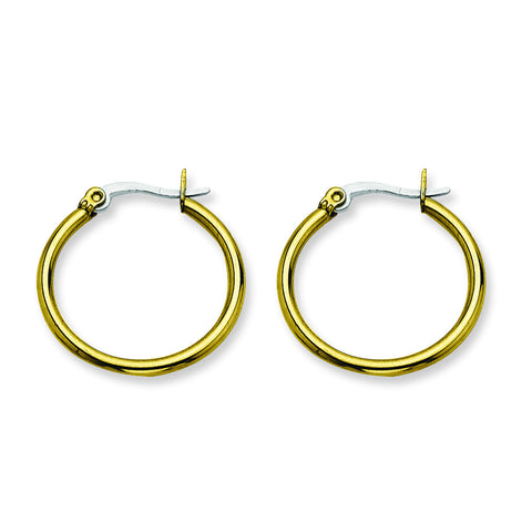Stainless Steel Gold IP plated 26mm Hoop Earrings SRE559 - shirin-diamonds