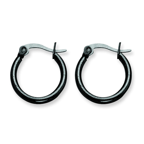 Stainless Steel Black IP plated 19mm Hoop Earrings SRE565 - shirin-diamonds