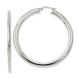 Stainless Steel Polished Hollow Hoop Earrings SRE657 - shirin-diamonds