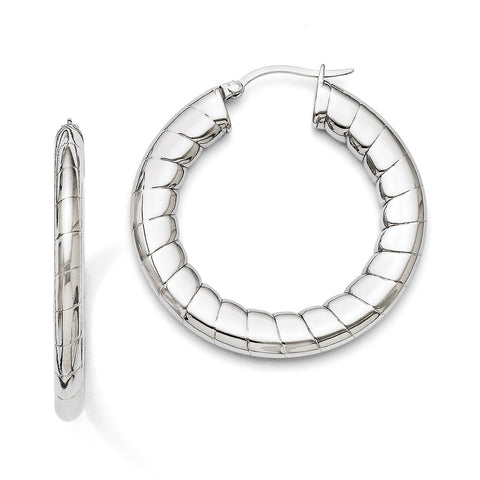 Stainless Steel Textured Hollow Hoop Earrings SRE671 - shirin-diamonds