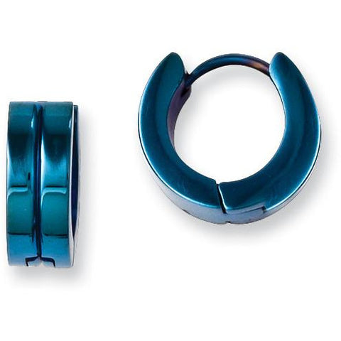 Stainless Steel Blue IP-plated Hinged Hoop Earrings SRE673 - shirin-diamonds