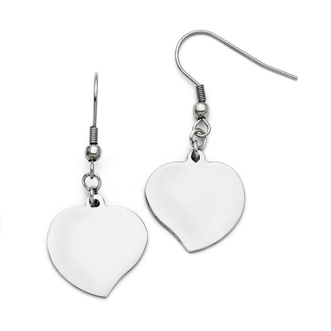 Stainless Steel Polished Heart Shepherd Hook Earrings SRE730 - shirin-diamonds