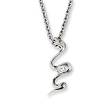 Stainless Steel Polished Snake Swirl w/CZ 18in Necklace SRN1010 - shirin-diamonds