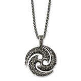 Stainless Steel Antiqued & Textured Circle 22in Necklace SRN1039 - shirin-diamonds