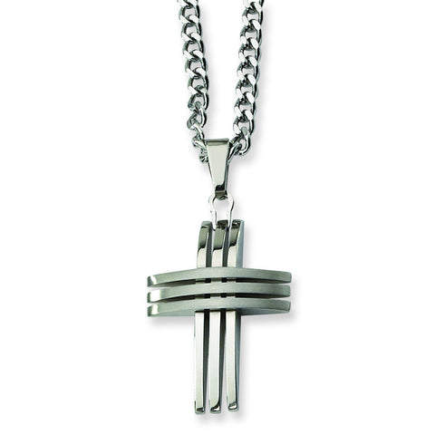 Stainless Steel Cross Necklace SRN105 - shirin-diamonds
