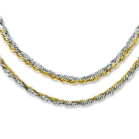Stainless Steel Polished & Yellow IP-plated 17.5in Layered Necklace SRN1084 - shirin-diamonds