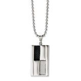 Stainless Steel Polished Black & Grey Carbon Fiber Inlay 24in Necklace SRN1088 - shirin-diamonds