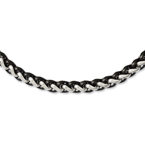 Stainless Steel Polished & Black IP-plated 24in Necklace SRN1090 - shirin-diamonds