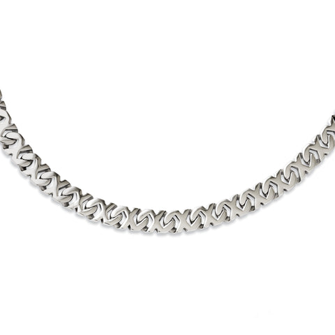 Stainless Steel Polished Fancy Xs 24in Necklace SRN1096 - shirin-diamonds