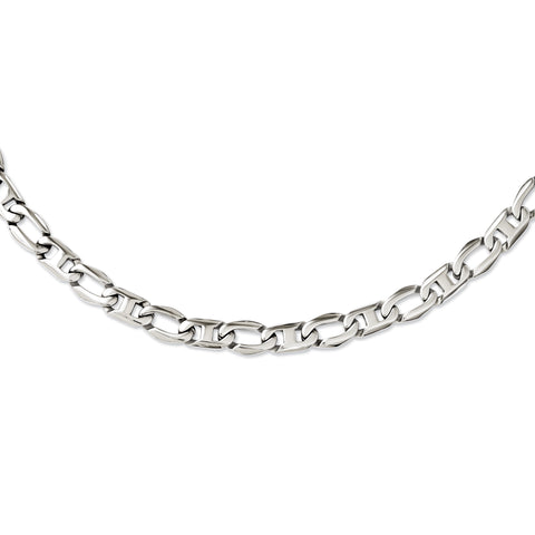 Stainless Steel Polished Open Links Necklace SRN1098 - shirin-diamonds